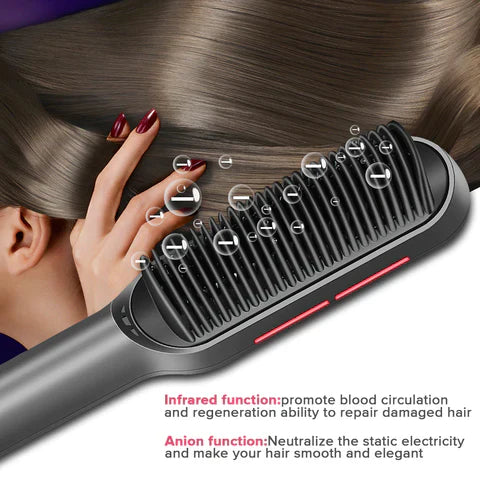 Electric Hair Straightener Brush Heated Comb Straight