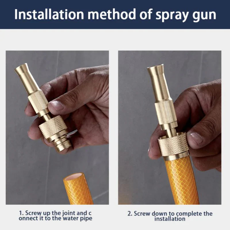Brass Water Spray Nozzle Suitable for 1/2" Hose Pipe Adjustable Nozzle, Spray Gun for Car , Bike, solar penal & Gardening Water Pressure Nozzle, Solid Brass Heavy Duty Jet Garden Hose Twist Nozzle