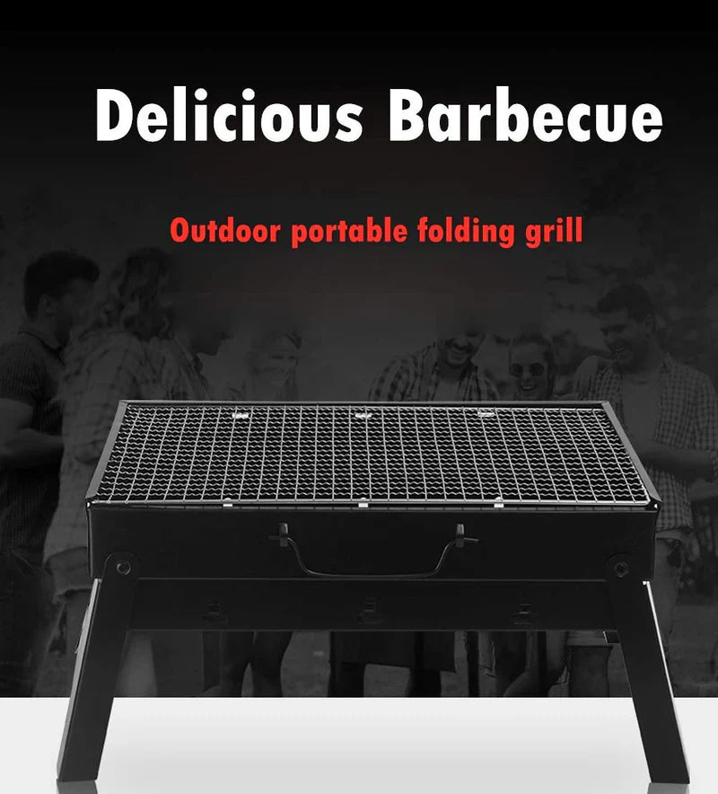 Portable & Foldable BBQ Grill With Tray (Size 36*28cm)