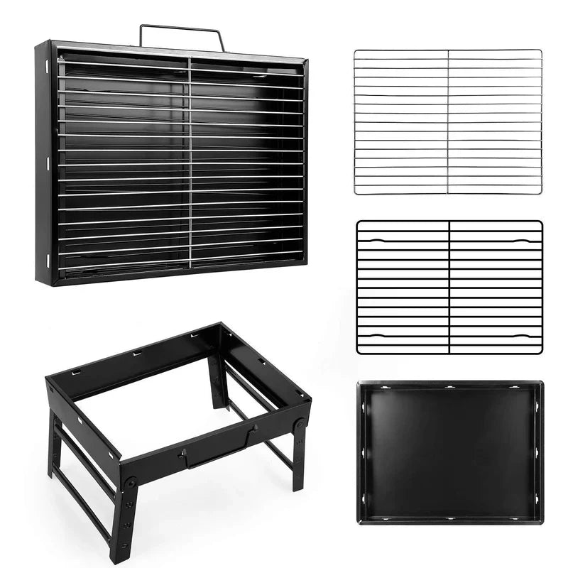 Portable & Foldable BBQ Grill With Tray (Size 36*28cm)