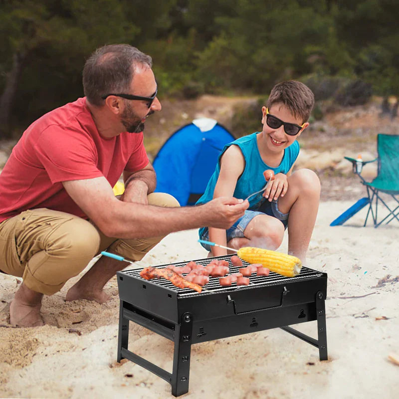 Portable & Foldable BBQ Grill With Tray (Size 36*28cm)