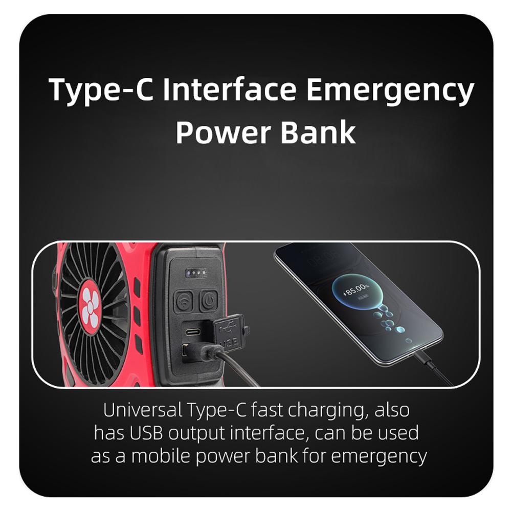 Multifunctional Camping Fan Outdoor Portable Light Quick Recharge Hand Light Electric Fan