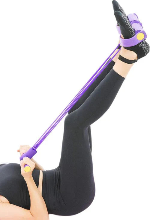 Tummy Trimmer- Foot Pedal Resistance Band Elastic Sit-up Pull Rope Yoga Fitness Gym – Elastic Pull Ropes Tummy Trimmer