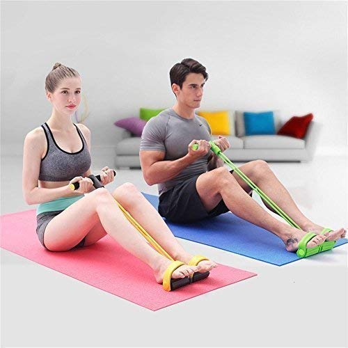Tummy Trimmer- Foot Pedal Resistance Band Elastic Sit-up Pull Rope Yoga Fitness Gym – Elastic Pull Ropes Tummy Trimmer