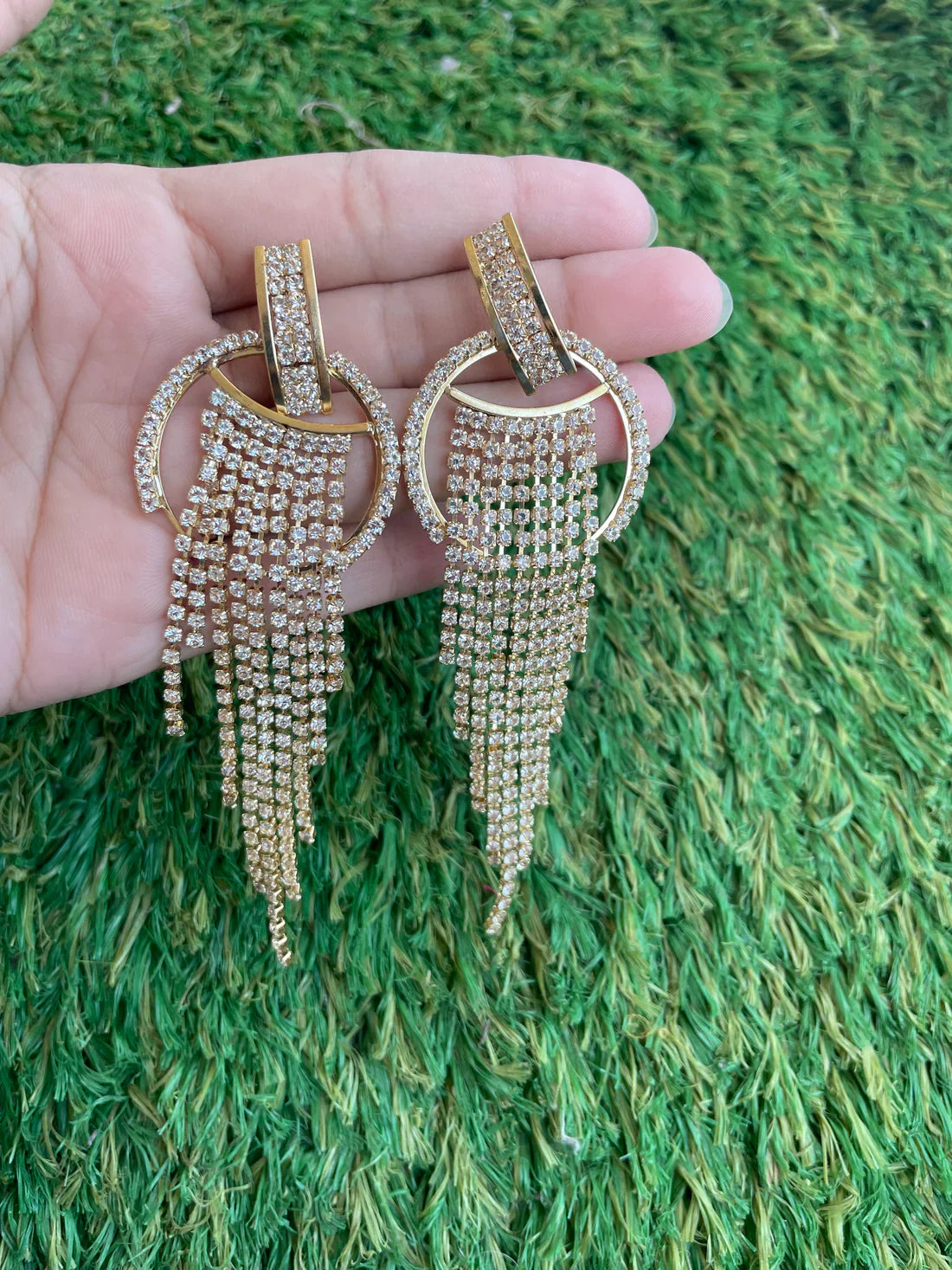 Luxury Gold color long tassel Dangle Earrings