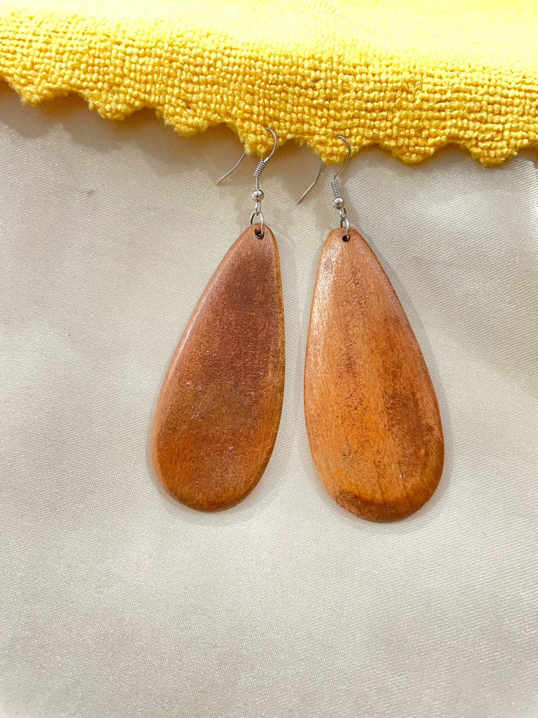 Kafu Dangle Natural Wood Teadrop Geometric Lightweight Drop Earring