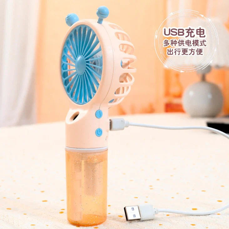 Portable Hand Fan Rechargeable Table Small Mini Fan With Mist Spray Humidifier for Hot Summer, Mini Handhold Portable Spray Fan