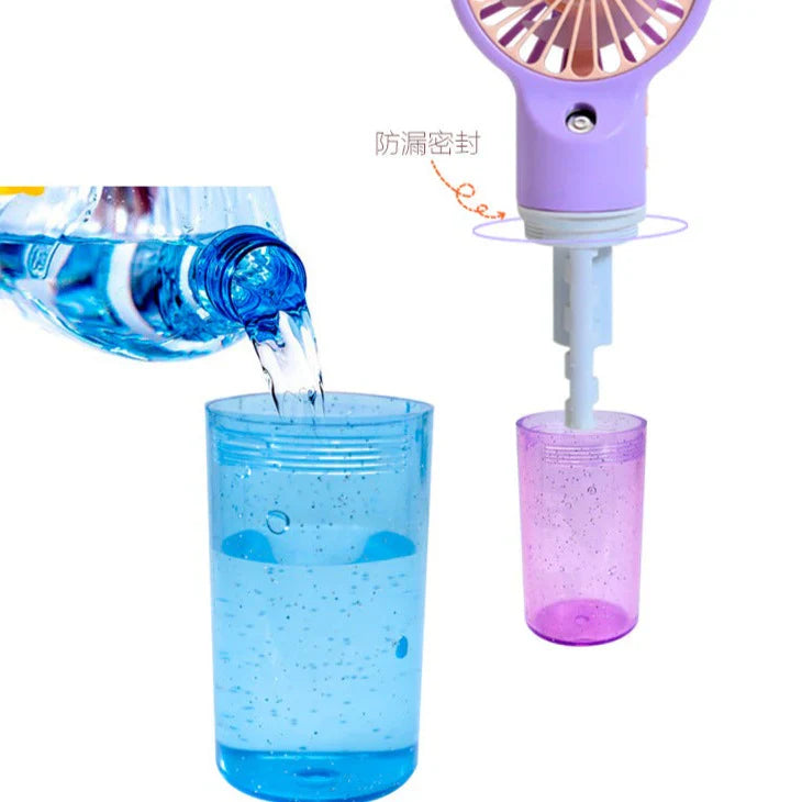Portable Hand Fan Rechargeable Table Small Mini Fan With Mist Spray Humidifier for Hot Summer, Mini Handhold Portable Spray Fan