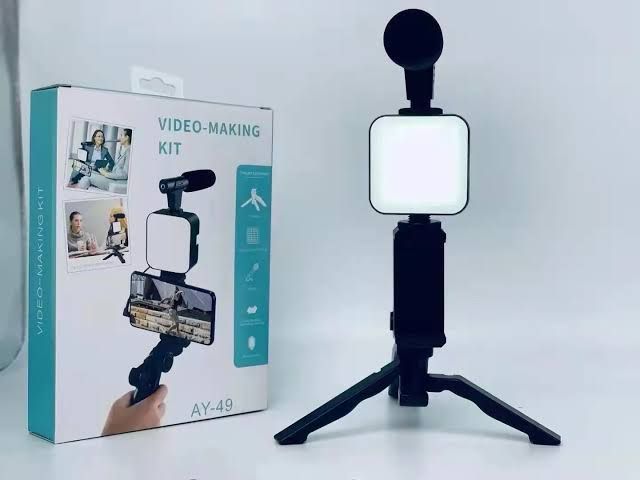 Mobile Vlogging Kit Video Making kit, with tripod stand, Microphone, Led Light, Mobile Holder ALL IN ONE VLOGGING Kit Tripod Shoot Video Making Vlogging Kit Tripod with Remote