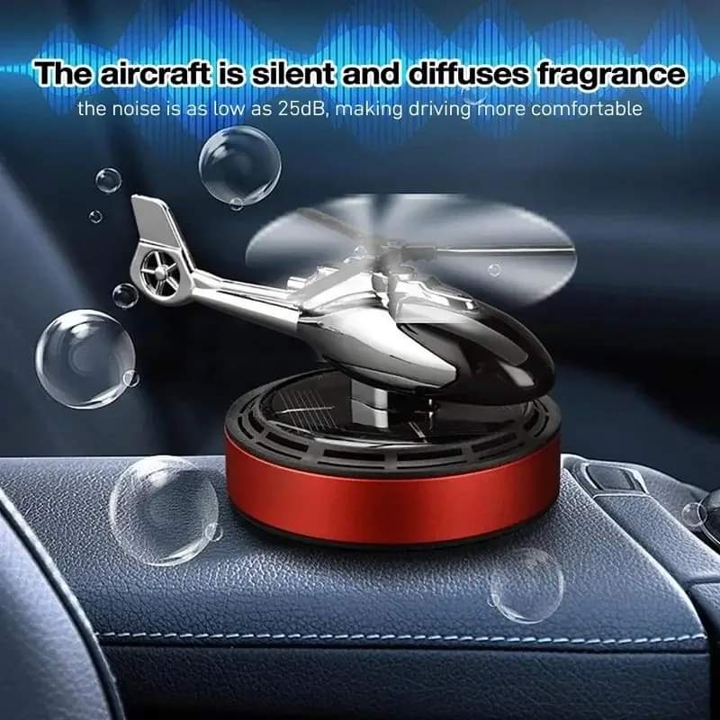 Solar Car Fragrance , Car Aroma Diffuser Air Freshener Perfume Solar Powered Car Dashboard Helicopter With Refill