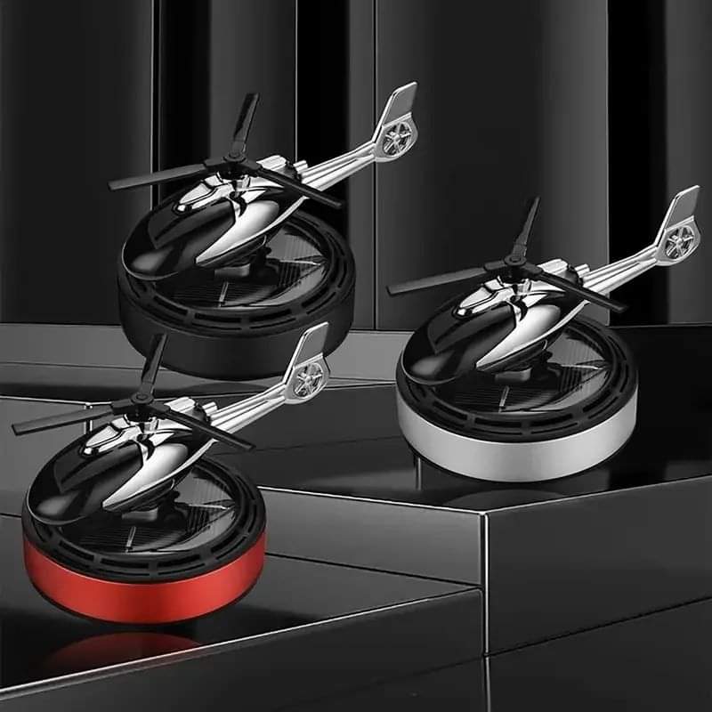 Solar Car Fragrance , Car Aroma Diffuser Air Freshener Perfume Solar Powered Car Dashboard Helicopter With Refill