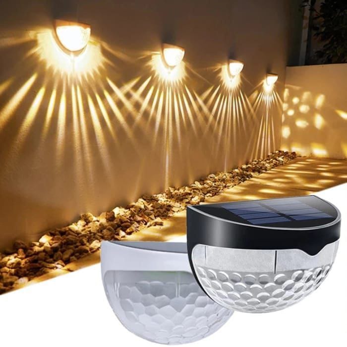 2 Pcs 6 LED SOLAR FENCE LIGHT, 2 pcs 6LED Solar Wall Light Outdoor Wall Lamps Waterproof Energy Lamps Step Courtyard Garden Decoration Lights
