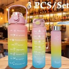 3 Pieces Combo Motivational Water Bottle Set