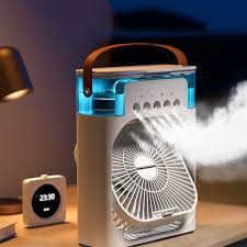 Humidifier Cooling Fan, Personal USB Air Cooler Fan, Mini Air Freshener Cooling Fan, Water Mist Humidification Fan, 3 In 1 Portable Fan Air Conditioner, Desktop Electric Fan Air Cooler, 7 Colors LED Light Humidifier, USB Powered Mini AC