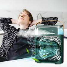 Humidifier Cooling Fan, Personal USB Air Cooler Fan, Mini Air Freshener Cooling Fan, Water Mist Humidification Fan, 3 In 1 Portable Fan Air Conditioner, Desktop Electric Fan Air Cooler, 7 Colors LED Light Humidifier, USB Powered Mini AC