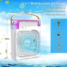 Humidifier Cooling Fan, Personal USB Air Cooler Fan, Mini Air Freshener Cooling Fan, Water Mist Humidification Fan, 3 In 1 Portable Fan Air Conditioner, Desktop Electric Fan Air Cooler, 7 Colors LED Light Humidifier, USB Powered Mini AC