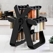 Rotating Spice Rack With 18 Jars, Multifunctional Rotatory Seasoning Rack, Seasoning Bottle Holder, Ferris Wheel Spice Shelves, Rotating Glass Seasoning Rack, Revolving Countertop Spice Organizer, Kitchen 360 Rotating Spice Rack
