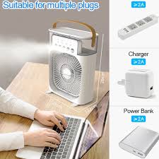 Humidifier Cooling Fan, Personal USB Air Cooler Fan, Mini Air Freshener Cooling Fan, Water Mist Humidification Fan, 3 In 1 Portable Fan Air Conditioner, Desktop Electric Fan Air Cooler, 7 Colors LED Light Humidifier, USB Powered Mini AC