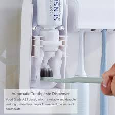 Automatic Plastic Toothpaste Dispenser 5 Toothbrush Holder Toothpaste Squeezer Bathroom Shelves Organizer
