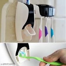 Automatic Plastic Toothpaste Dispenser 5 Toothbrush Holder Toothpaste Squeezer Bathroom Shelves Organizer