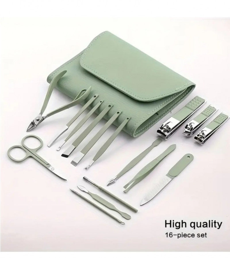 Manicure Pedicure Grooming Kit - Professional 16pcs Manicure Set - Stainless Steel Nail Clipper Set - Stainless Steel set,