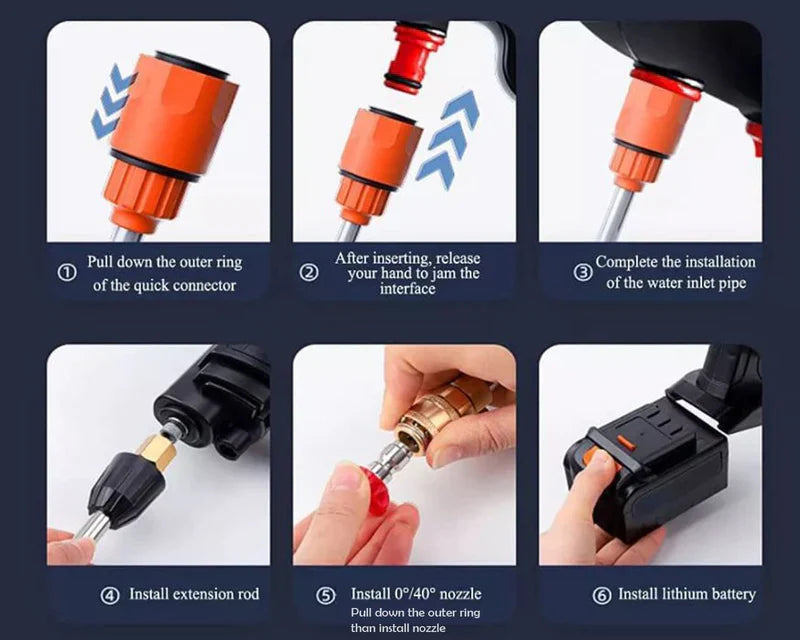 MRD Portable Powerful High Pressure 48v Lithium Cordless Wireless Car Wash Water Jet Foam Gun Car Washer with 1 Battery & 1 Charger