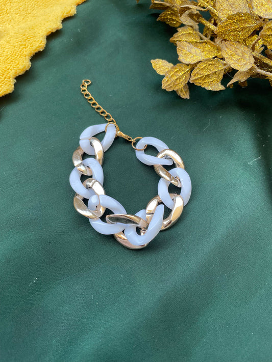 White Pink and golden Chain Bracelet