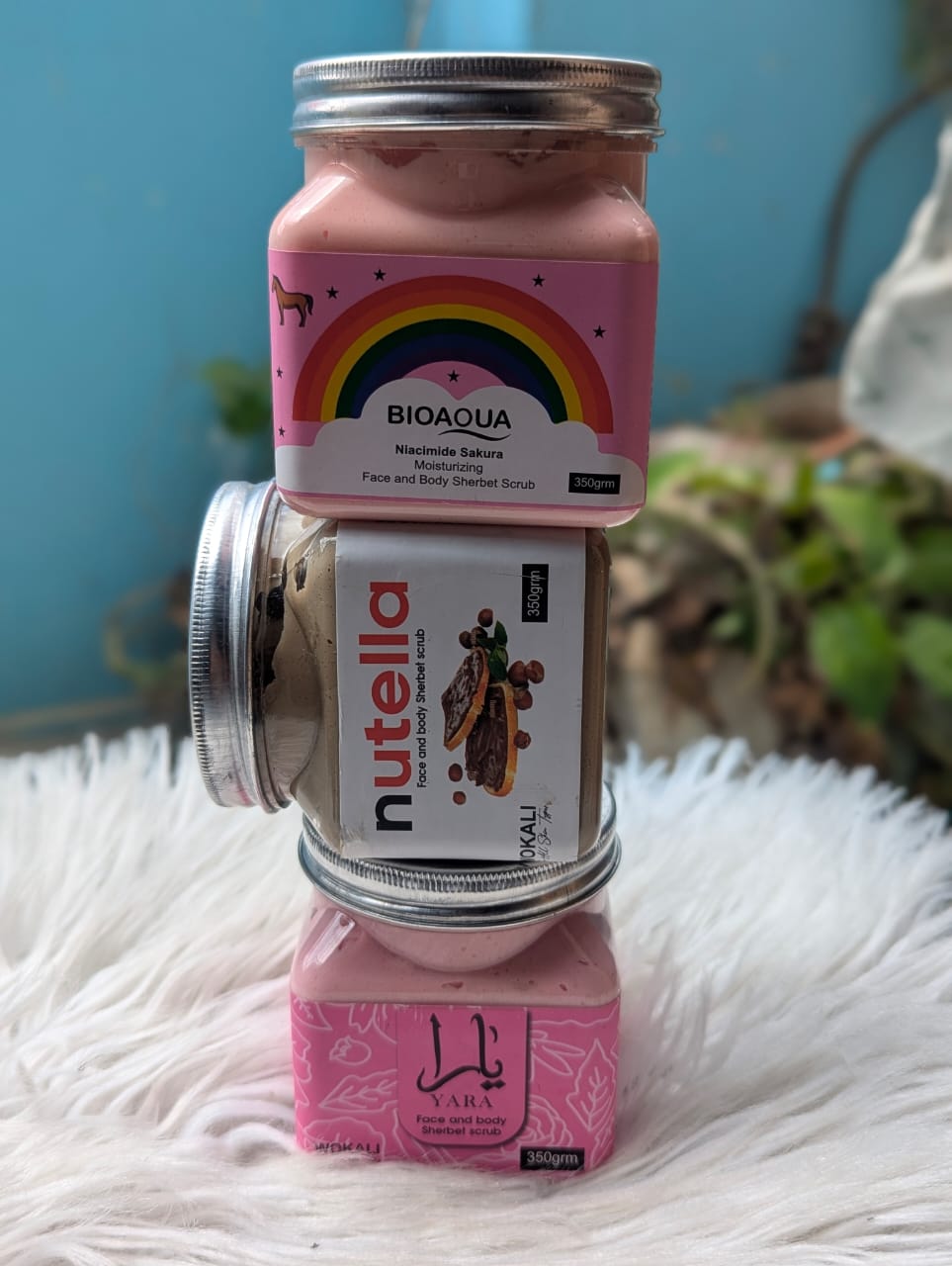Bioaqua niacinamide sakura moisturizing face and body sherbet scrub