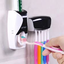 Automatic Plastic Toothpaste Dispenser 5 Toothbrush Holder Toothpaste Squeezer Bathroom Shelves Organizer