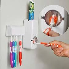 Automatic Plastic Toothpaste Dispenser 5 Toothbrush Holder Toothpaste Squeezer Bathroom Shelves Organizer